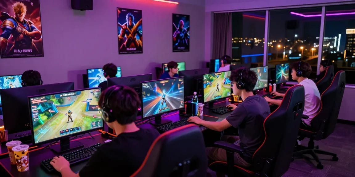 Pengalaman bermain raja88 20 dengan pemain aktif di ruang gaming yang cerah dan dinamis.
