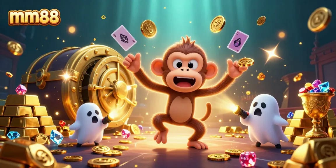 Spin and win big with mm88 amidst treasures in a haunted casino scene.
