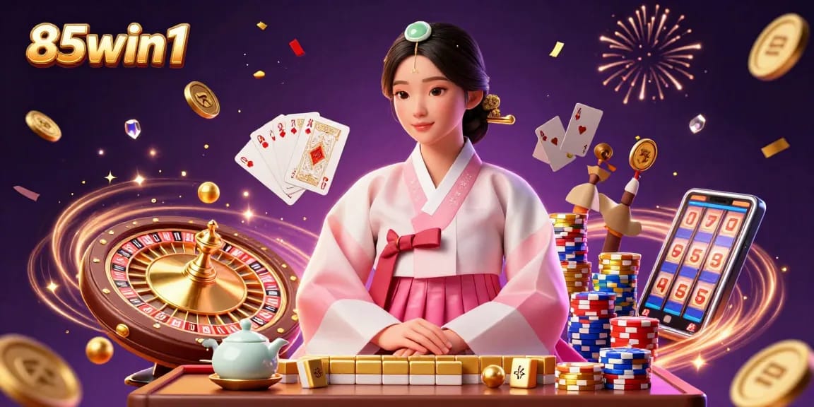 Experience thrilling wins at 85win1 with vibrant casino elements in an interactive scene.