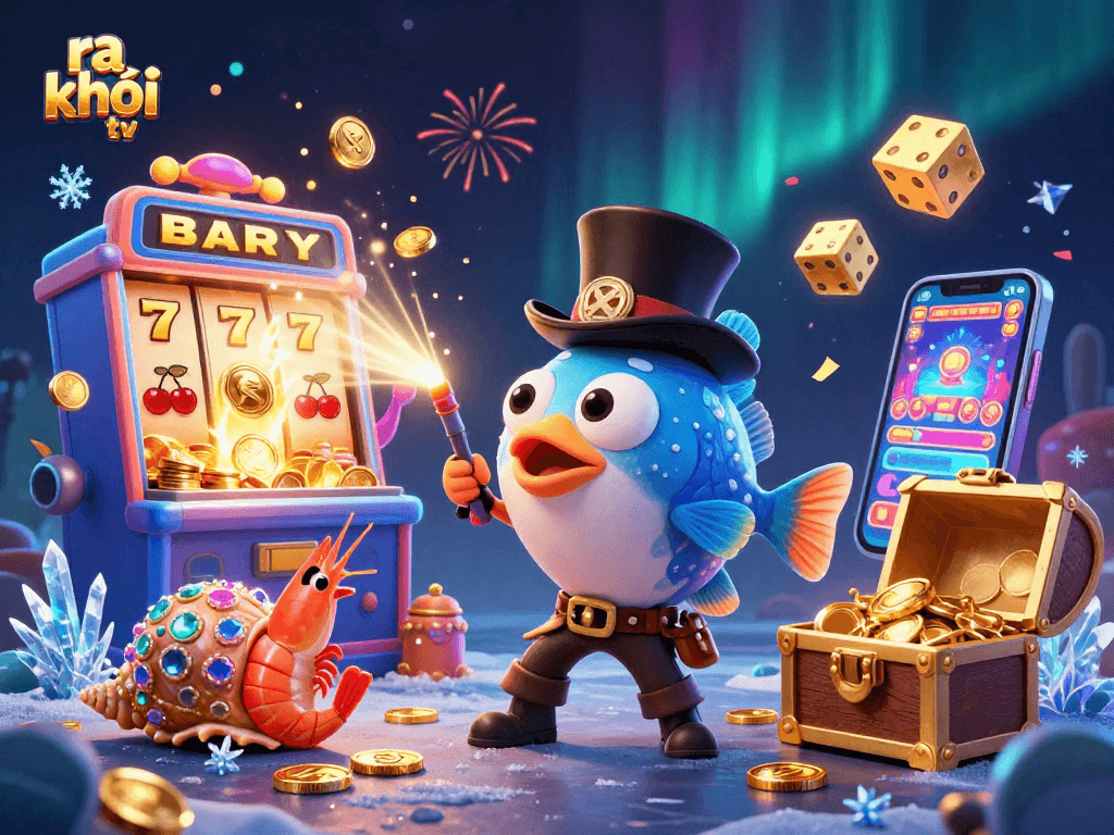 Experience thrilling gameplay with ra khơi tv, showcasing vibrant characters and a jackpot explosion.