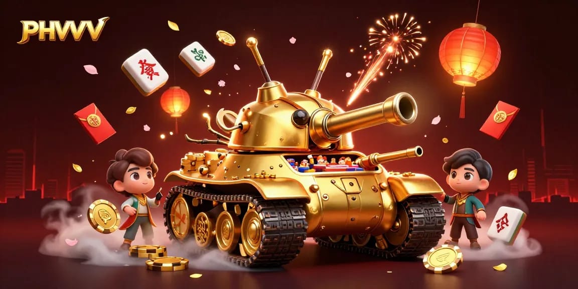 Engage with the vibrant PHVVV casino scene featuring a golden beetle tank and dynamic game elements.