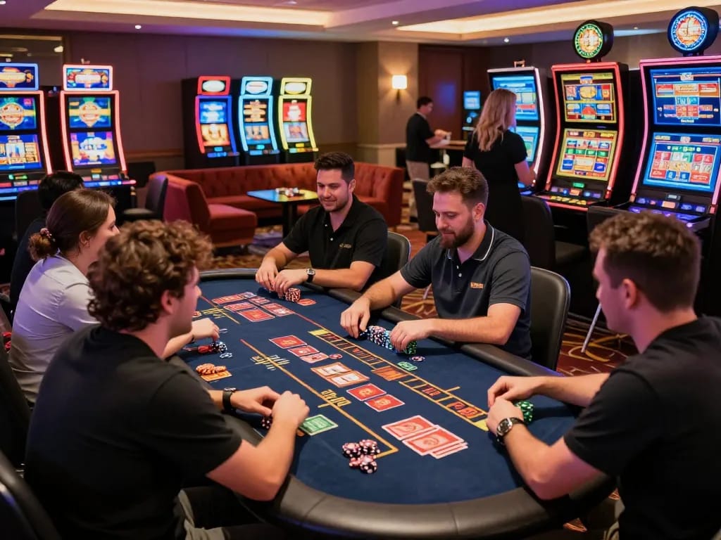 Exciting gaming scene at MM88 online casino showcasing vibrant players and interactive gaming.
