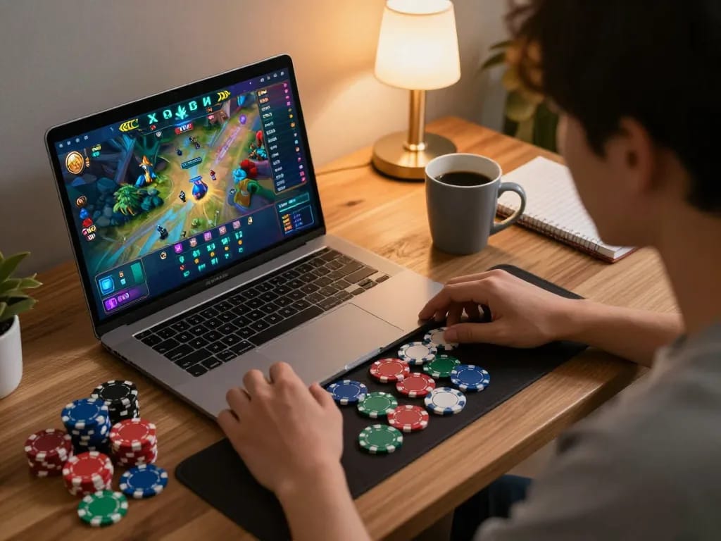 Xocdiaonline player engaging in thrilling online game session at home.