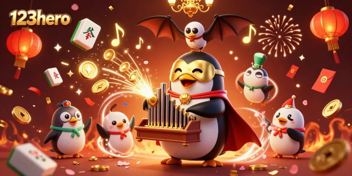 Experience thrilling wins with 123hero in this vibrant 3D casino illustration full of excitement.