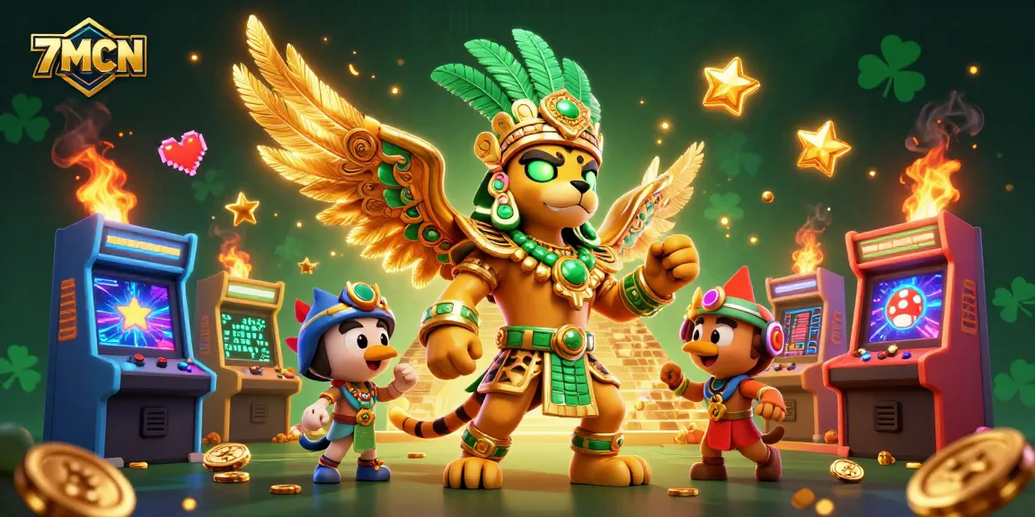 Watch the dynamic 3D scene featuring the 7MCN brand with vibrant casino gaming elements and characters.