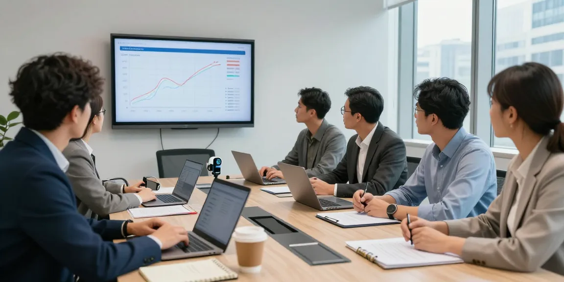 Team analyzing data from a business electricity half hourly meter in a modern office setting.