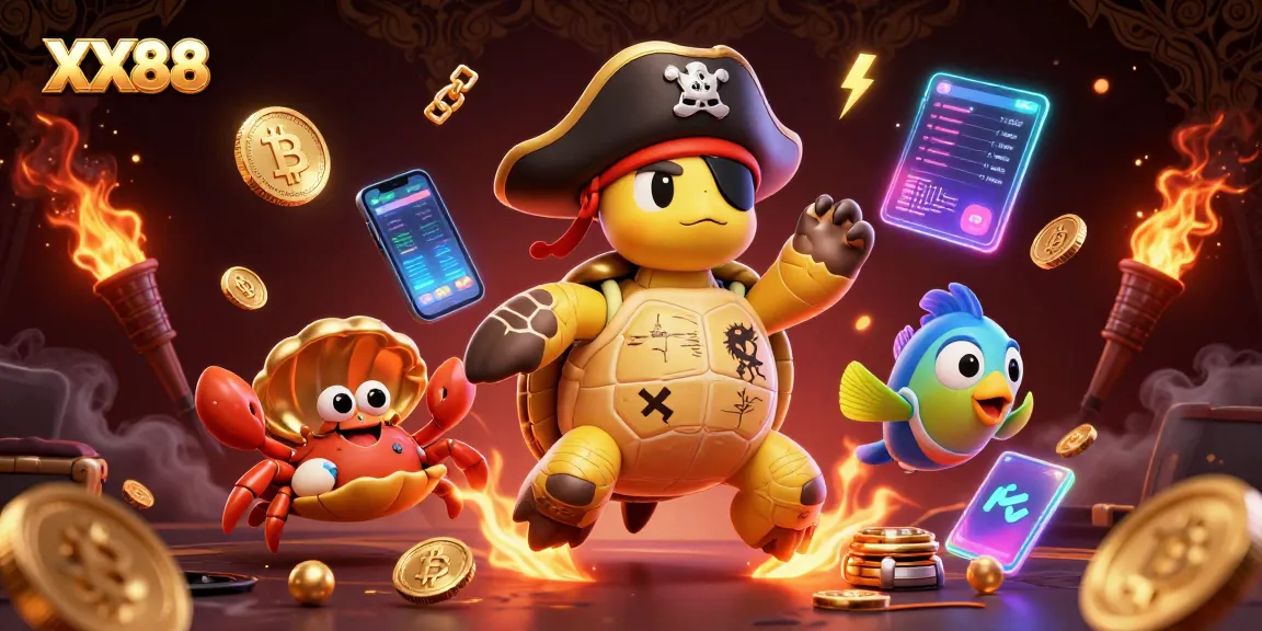 Engage with wild online adventures at XX88, featuring lively 3D pirate turtle and vibrant treasures.