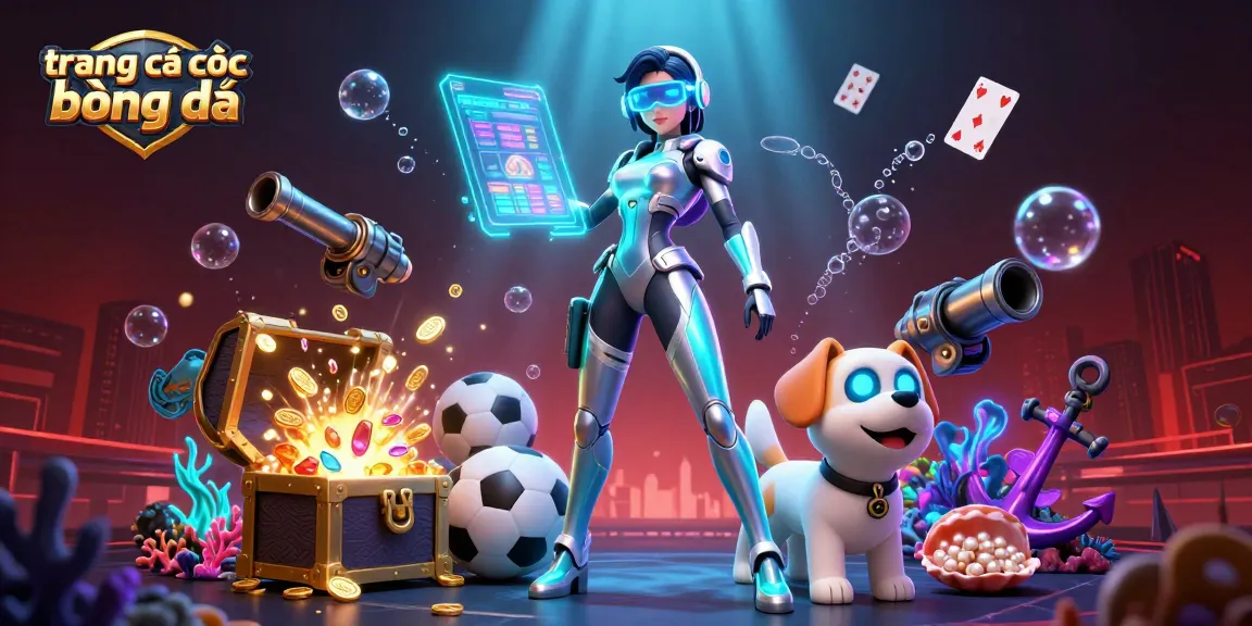 Engage in trang cá cược bóng đá with vibrant animated gambling elements and futuristic characters.