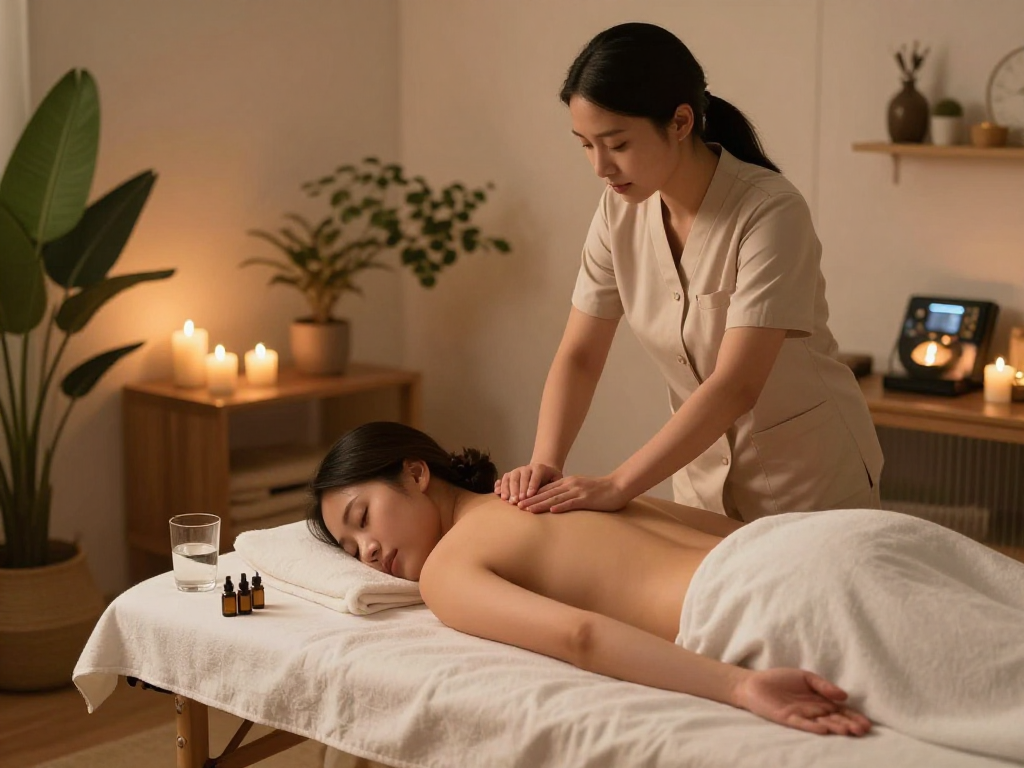 Relaxing 광명출장마사지 experience in a cozy home setting.